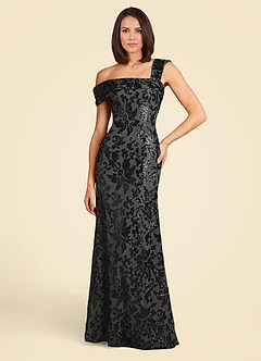 Azazie Odessia vestidos de madre de la novia Vestido de Negro de Encaje de Corte En A con Lentejuela image5