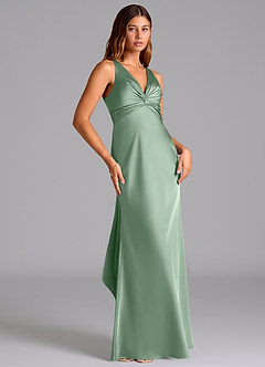Azazie Hati Bridesmaid Dresses Agave Mermaid Stretch Satin Dress image4