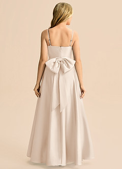 Azazie Rumi Junior Linia A Pofałdowany Satyna elastyczna Długość podłogi Młodsza druhna Sukienka image2