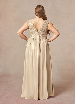 Azazie Amethyst Mother of the Bride Dresses Champagne A-Line V-Neck Sequins Chiffon Dress image10