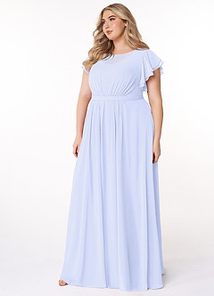 Azazie Daphne Modest Bridesmaid Dresses A-Line Ruffled Chiffon Floor-Length Dress image8