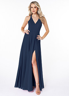 Azazie Amalfi Final Sale Agave Flowy Pleated Chiffon Dress image1