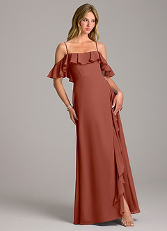 Azazie Aubrie Final Sale Eucalyptus A-Line Off the Shoulder Chiffon Dress image5