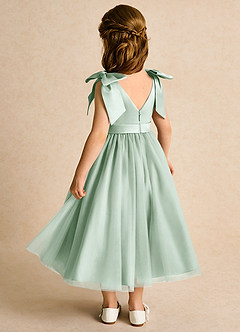Azazie Serene Flower Girl Dresses Agave Ball-Gown Bow Matte Satin Dress image3
