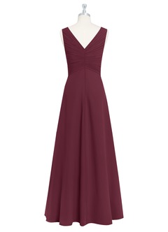 Azazie Flora Brautjungfernkleider A-Linie Plissee Chiffon Kleid Cabernetrot image8