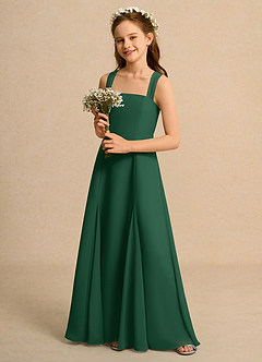 Azazie Tater Junior Formal Flower Girl Dresses Dark Green A-Line Pleated Chiffon Dress image5