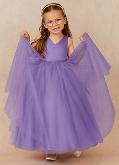Azazie Marybell Flower Girl Dresses Tahiti A-Line Bow Tulle Dress image3