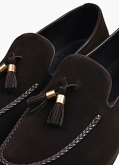front Mocasines de ante sin cordones con borlas para hombre
