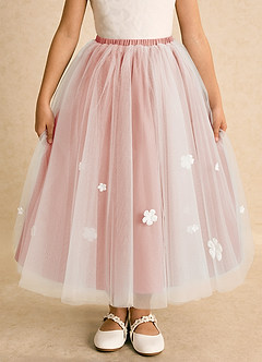 Azazie Teacup vestidos de niña de las flores Vestido de Marfil Rosetón de Tul de Princesa con Encaje image12