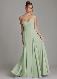 Azazie Imani At-home Try On Dresses Dusty Sage A-Line Sweetheart Neckline Chiffon Dress image4