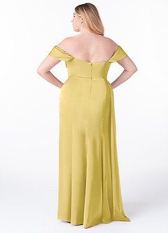 Azazie Amyra Bridesmaid Dresses Canary Mermaid Off the Shoulder Stretch Satin Convertible Dress image10