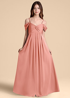 Azazie Kaitlynn Junior Klä av A-Line i Stretch Satin Av axeln image6