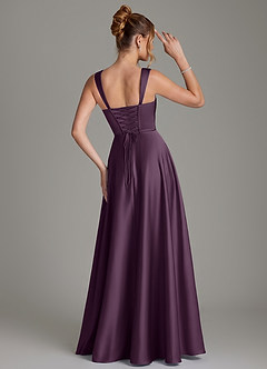 Azazie Azaria Bridesmaid Dresses Plum A-Line Corset Stretch Satin Dress image5