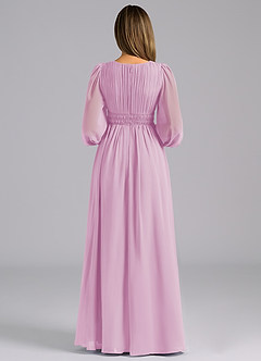 Azazie Palerma Bridesmaid Dresses Candy Pink A-Line Long Sleeve Chiffon Dress image2