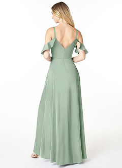 Azazie Andie Bridesmaid Dresses Agave A-Line Ruched Stretch Satin Dress image3