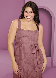 Barbie ♥ Azazie Bridesmaid Dresses Dusty Rose A-Line with Pockets Floral Burnout Dress image7