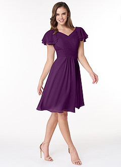 Azazie Hadley Final Sale A-Line Pleated Chiffon Knee-Length Dress image5