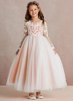 Azazie Elodie Flower Girl Dresses Ivory Mai Tai Ball-Gown Lace Dress image3