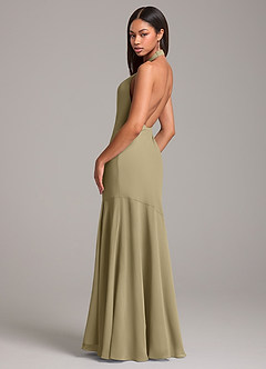 Azazie Lorena Bridesmaid Dresses Moss Green Mermaid Pleated Chiffon Dress image6