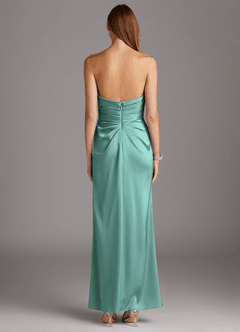 Azazie Lexie Bridesmaid Dresses Aqua Sheath Strapless Stretch Satin Convertible Dress image3