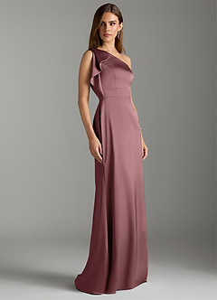 Azazie Rinna Bridesmaid Dresses Vintage Mauve Mermaid Ruched Stretch Satin Dress image3