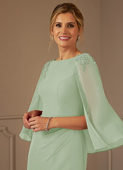 Azazie Carmela Mother of the Bride Dresses Dusty Sage Sheath Lace Chiffon Dress image10