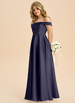 Azazie Sissy Junior Klä av A-Line i Stretch Satin Av axeln image6