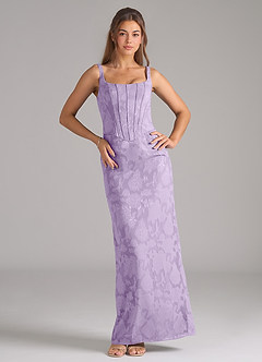Azazie Kenna Brautjungfernkleider Etui Seitliche Cut-Outs Blumen-Burnout Kleid Flieder image3