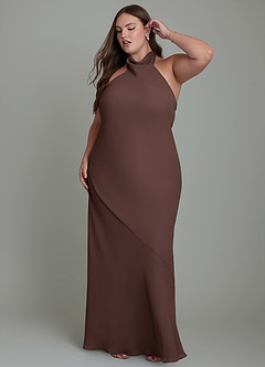 Azazie Velli Bridesmaid Dresses Ganache Mermaid High Neck Chiffon Dress image11