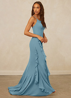 Christian Siriano Bridal for Azazie 1006 Bridesmaid Dresses Moody Blue Mermaid Ruched Chiffon Dress image5