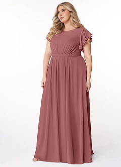 Azazie Daphne Modest Bridesmaid Dresses A-Line Ruffled Chiffon Floor-Length Dress image9