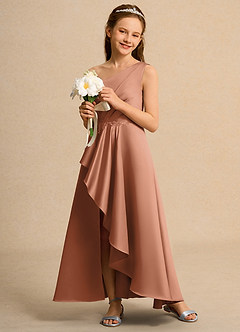 Azazie Taffy Junior Formal Flower Girl Klänningar Klä A-Line i Matt satäng Spets image4