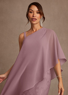 Azazie Wilma Mère de la mariée Robes Robe Fourreau en Blumen-Burnout Une épaule Rose Poussiéreuse image5