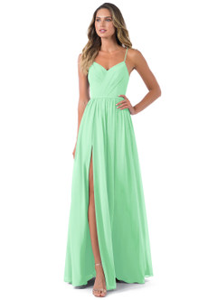 Azazie Cora Bridesmaid Dresses Mint Green A-Line Pleated Chiffon Dress image1