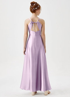 Azazie Avelina Junior Frosted Lilac A-Line Pleated Stretch Satin Dress image6