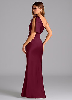 Azazie Yuanna Bridesmaid Dresses Mulberry Mermaid One Shoulder Stretch Satin Dress image6