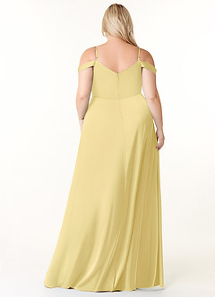 Azazie Ocean Bridesmaid Dresses Lemon Sorbet A-Line V-Neck Pleated Stretch Satin Dress image7