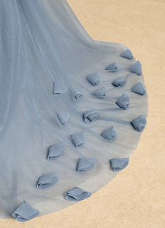 Azazie Lorita Flower Girl Dresses Dusty Blue A-Line Beaded Tulle Dress image9