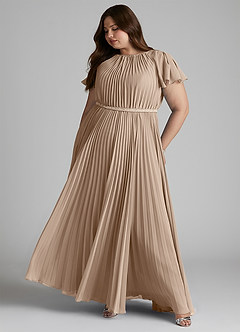 Azazie Kara Modest Bridesmaid Dresses A-Line Pleated Chiffon Floor-Length Dress image12