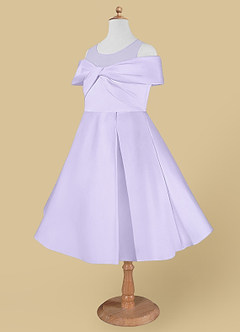 Azazie Shirin Flower Girl Dresses Lilac A-Line Off the Shoulder Matte Satin Dress image7