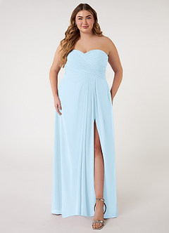 Azazie Arabella Allure Vestidos de damas de honor Vestido de Azul Cielo de Gasa de Corte en A Convertible con Escote de Corazón image12
