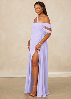 Christian Siriano Bridal for Azazie 1014 Bridesmaid Dresses Lilac A-Line Off the Shoulder Chiffon Dress image14