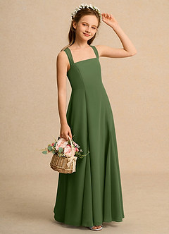 Azazie Tater Junior Formal Flower Girl Klänningar Klä A-Line i Chiffong Plisserad image3