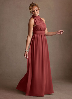 Azazie Antoinette Abiti per la Madre della Sposa Abito A-Line in Chiffon Plissettato Terracotta image4