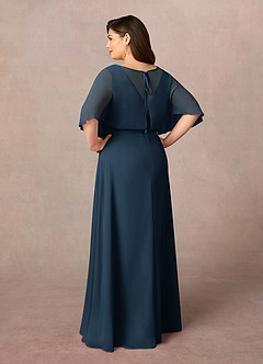 Azazie Oksana Mother of the Bride Dresses Dark Navy A-Line V-Neck Pleated Chiffon Dress image9