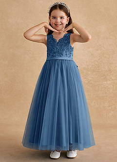 Azazie Cinna Flower Girl Dresses Twilight A-Line Lace Tulle Dress image5