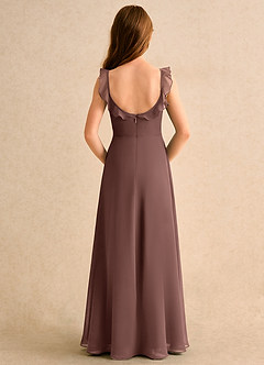 Azazie Chip Girls Formal Flower Girl Dresses Espresso A-Line Sleeveless Chiffon Dress image2