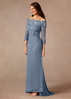 Azazie Rhonda Mother of the Bride Dresses Twilight Mermaid Off the Shoulder Mesh Dress image4