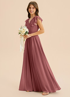 Azazie Anysa Junior Robe Trapèze en Mousseline de soie Rayé Améthyste image6