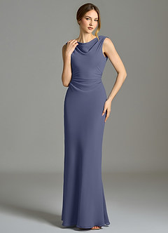 Azazie Kieryn Bridesmaid Dresses Stormy Mermaid Pleated Chiffon Dress image4